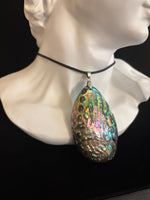 Natural Abalone Shell Copper Edged Pendant Necklace