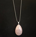 Blush & Balance: Rose Quartz Teardrop Necklace on Leather Rope