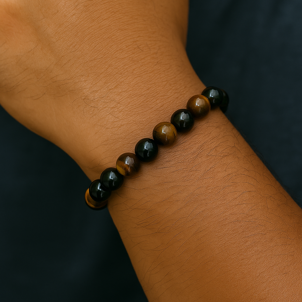 Tiger Eye & Hematite Protection Bracelet – Strength, Balance & Grounding Energy