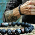 Volcanic Stone with Wooden Beads Relaxation Bracelet
