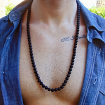 Matte Black Beaded Necklace – 8mm Beads – 27.5-Inch Length