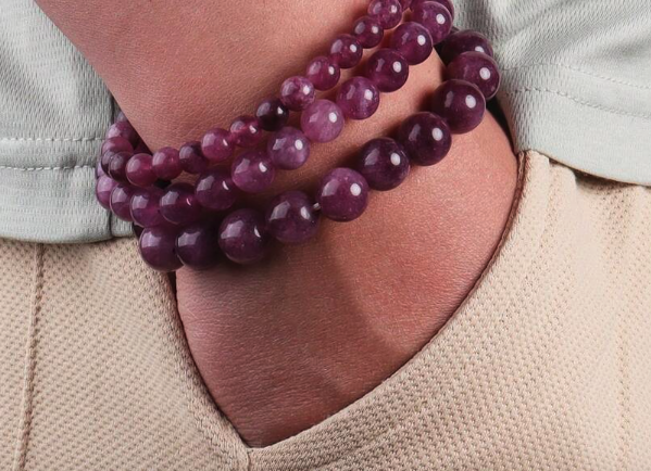 Natural Spodumene (Kunzite) Stone Bead Bracelet