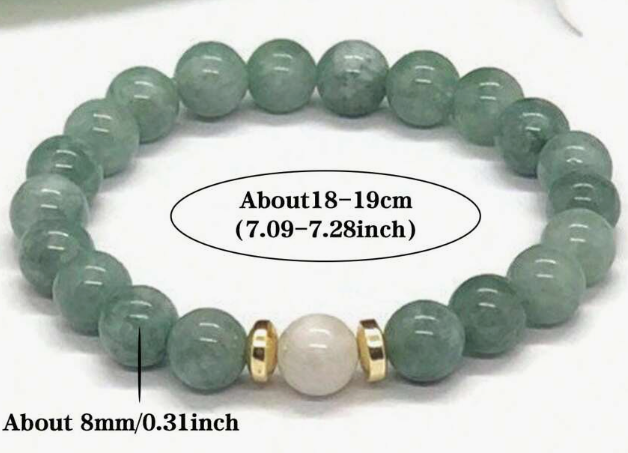Green Aventurine and White Jade Bracelet – 8mm Natural Stone Beads