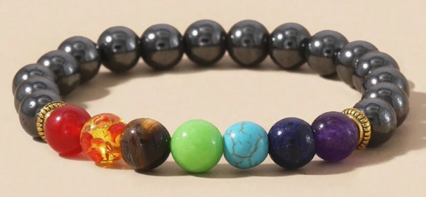 7 Chakra Healing Beads Bracelet with Hematite