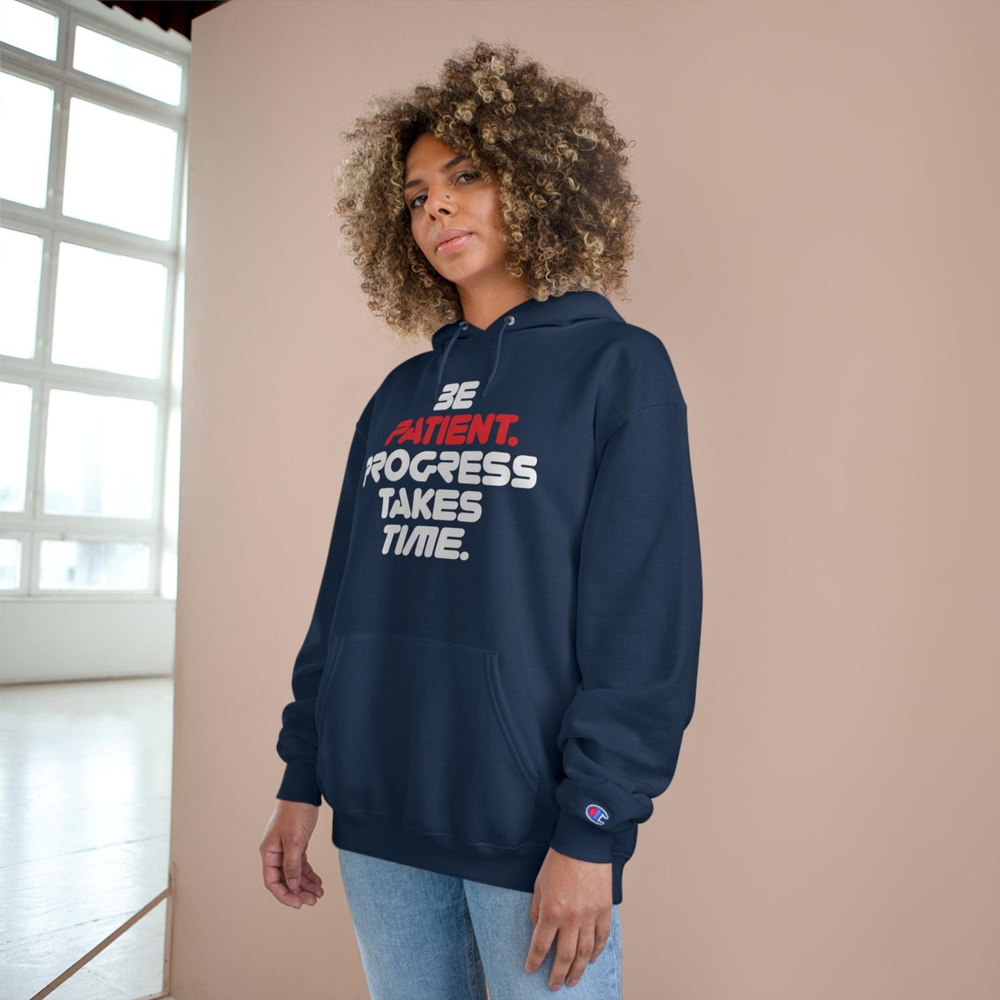 Be Patient, Progress Takes Time - Champion Hoodie - Wicked Naughty Apparel