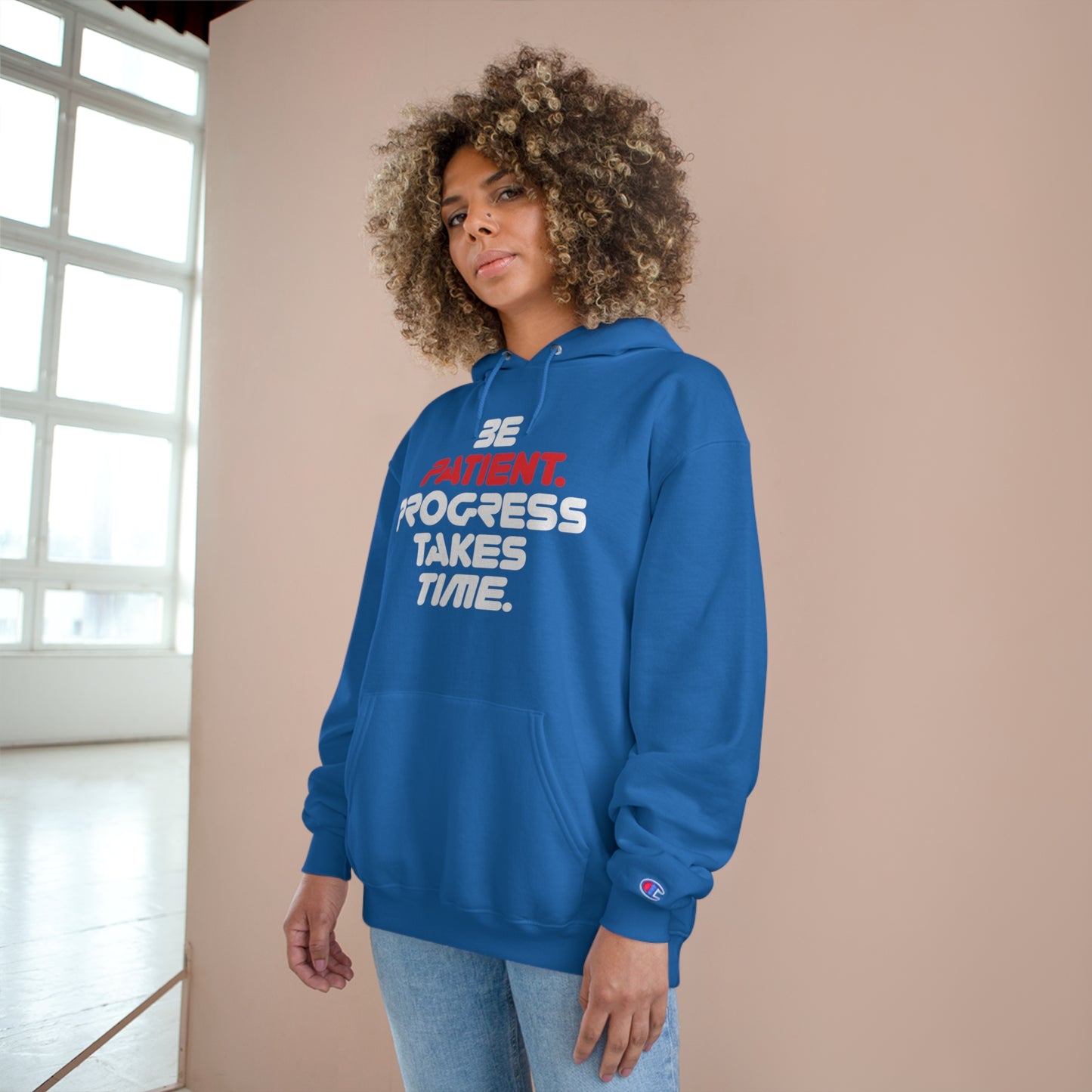 Be Patient, Progress Takes Time - Champion Hoodie - Wicked Naughty Apparel