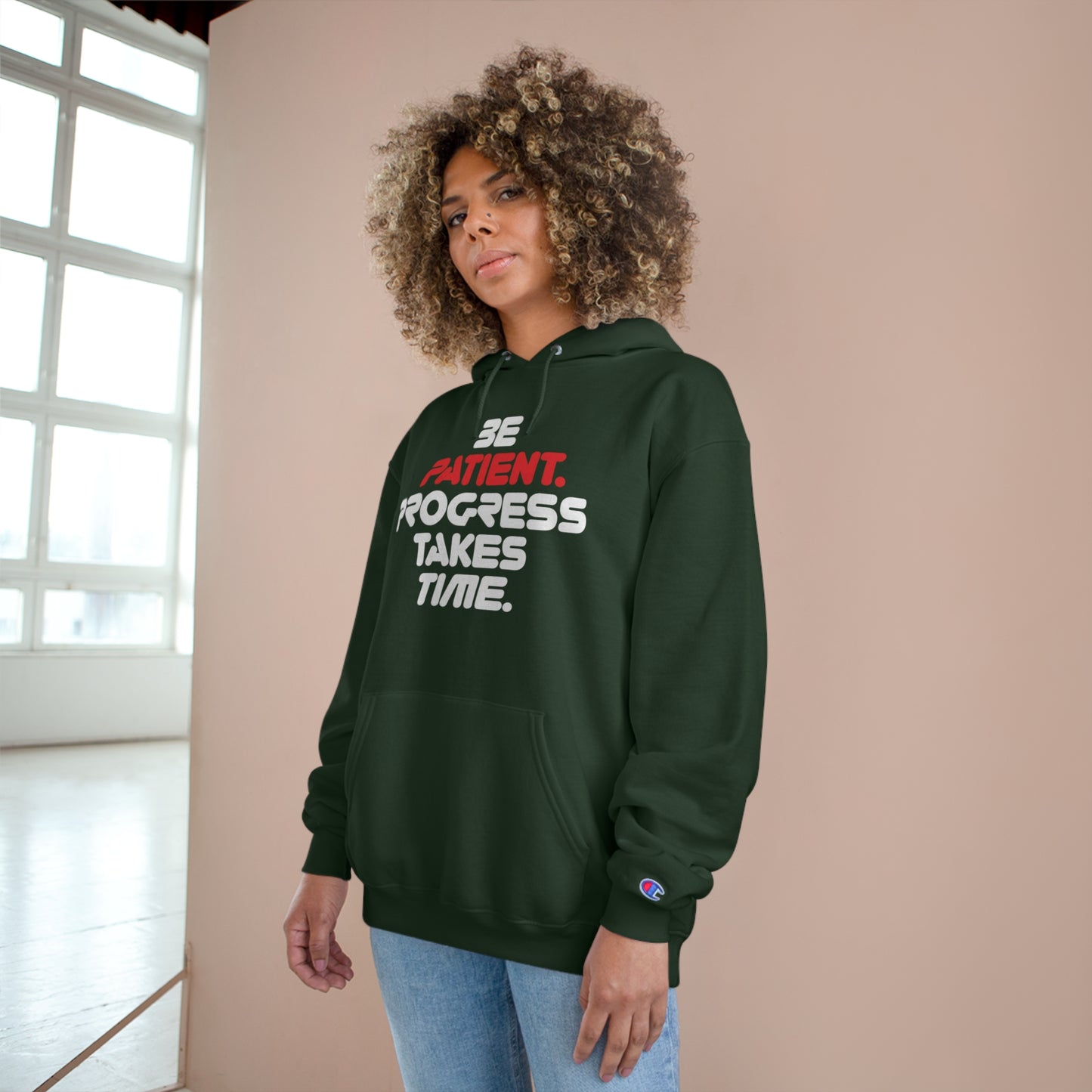 Be Patient, Progress Takes Time - Champion Hoodie - Wicked Naughty Apparel