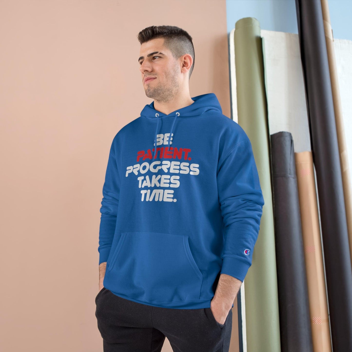 Be Patient, Progress Takes Time - Champion Hoodie - Wicked Naughty Apparel