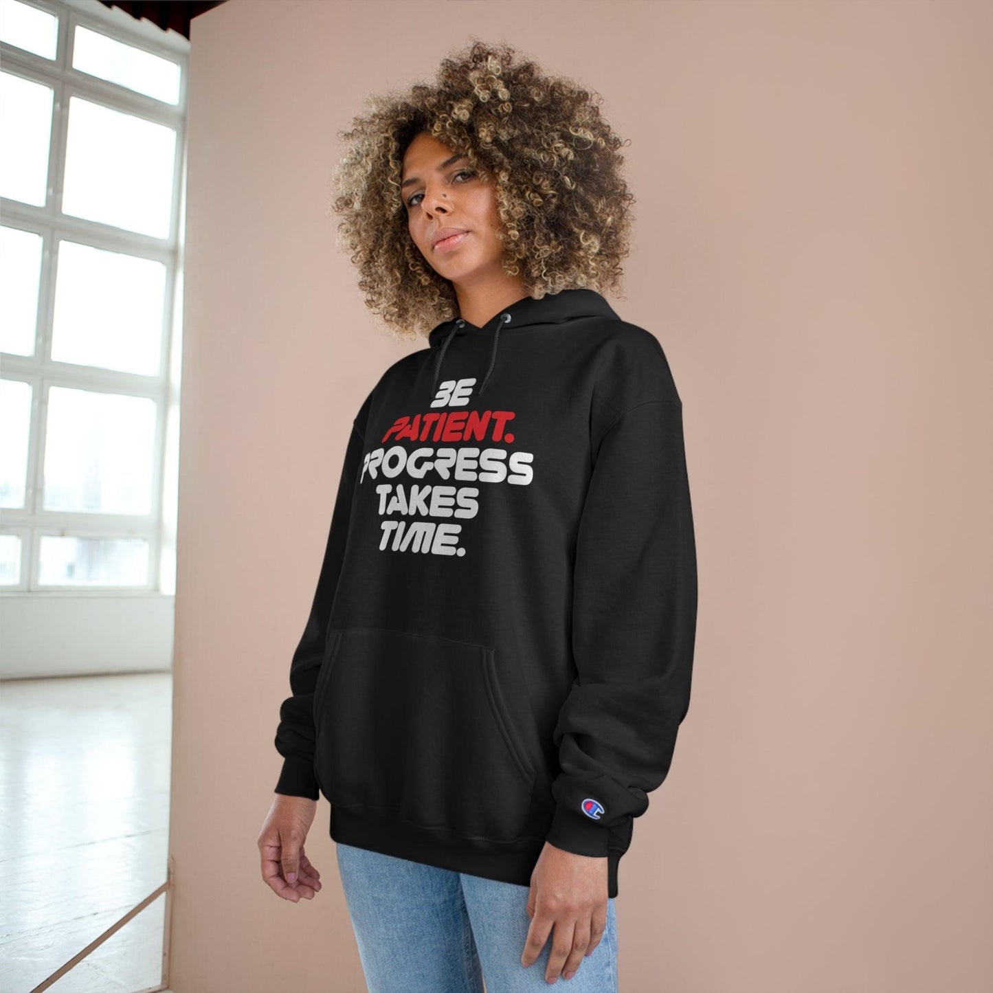 Be Patient, Progress Takes Time - Champion Hoodie - Wicked Naughty Apparel