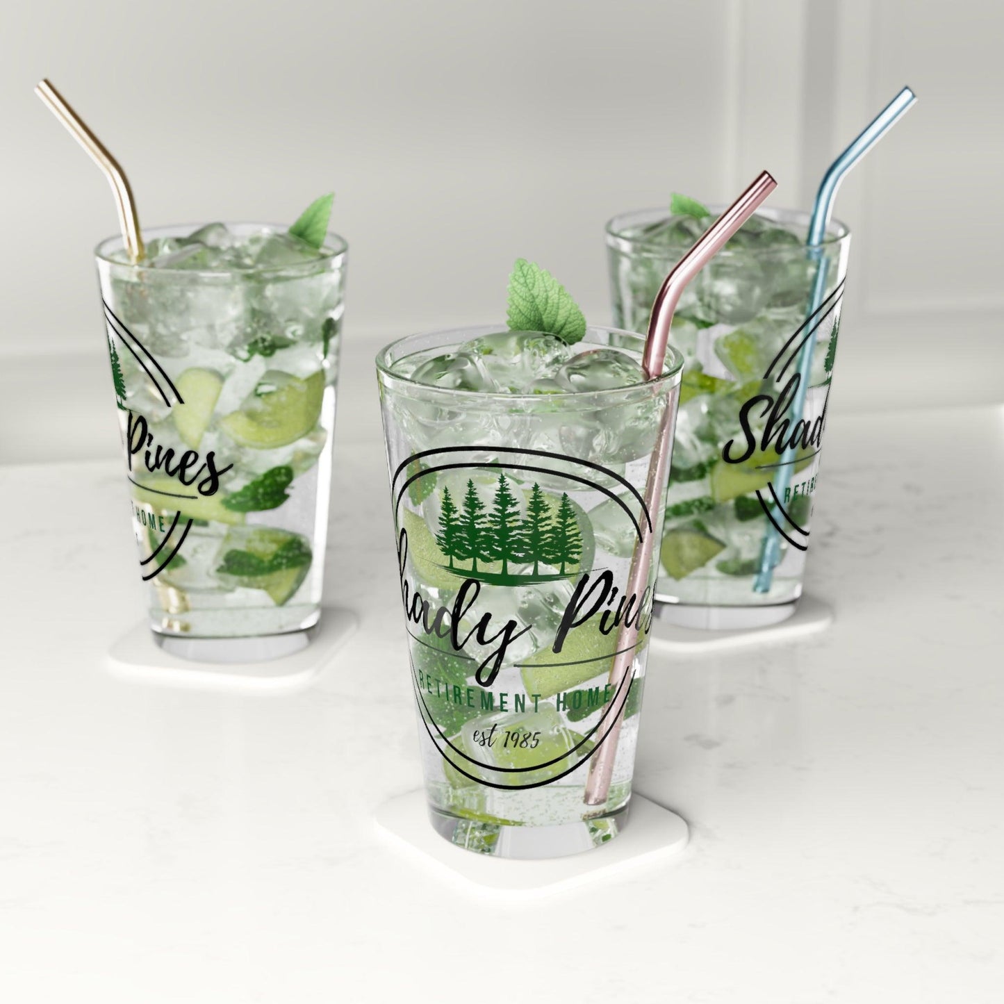 Shady Pines - Pint Glass, 16oz - Wicked Naughty Apparel