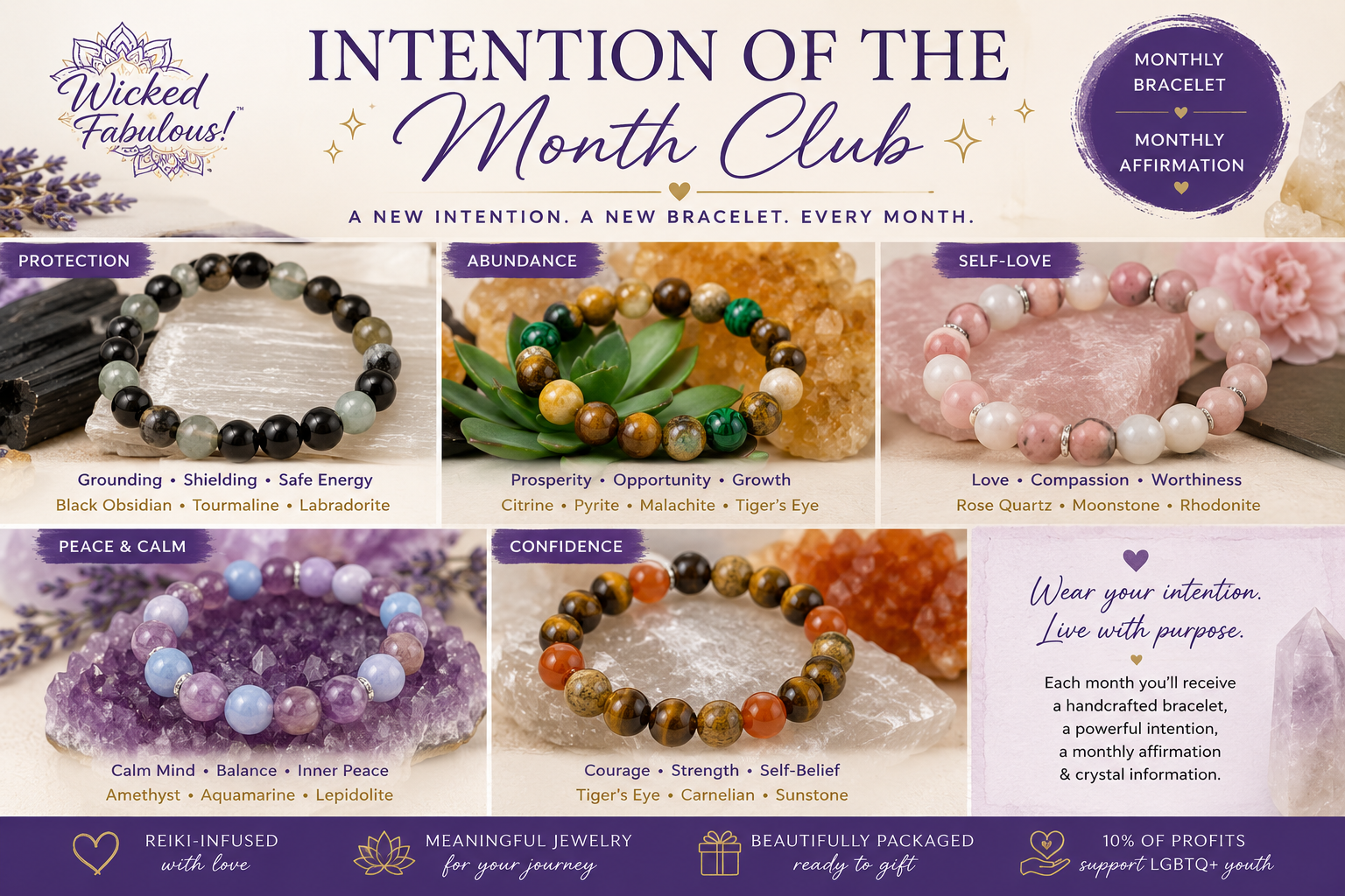 Intention of the Month Club: A Meaningful Crystal Bracelet Subscription for Personal Growth