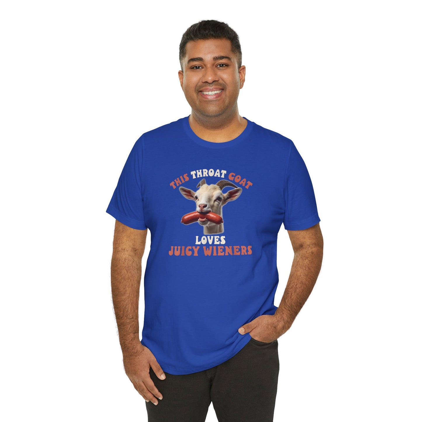 Humorous T-Shirt - 'This Throat Goat Loves Juicy Wieners'