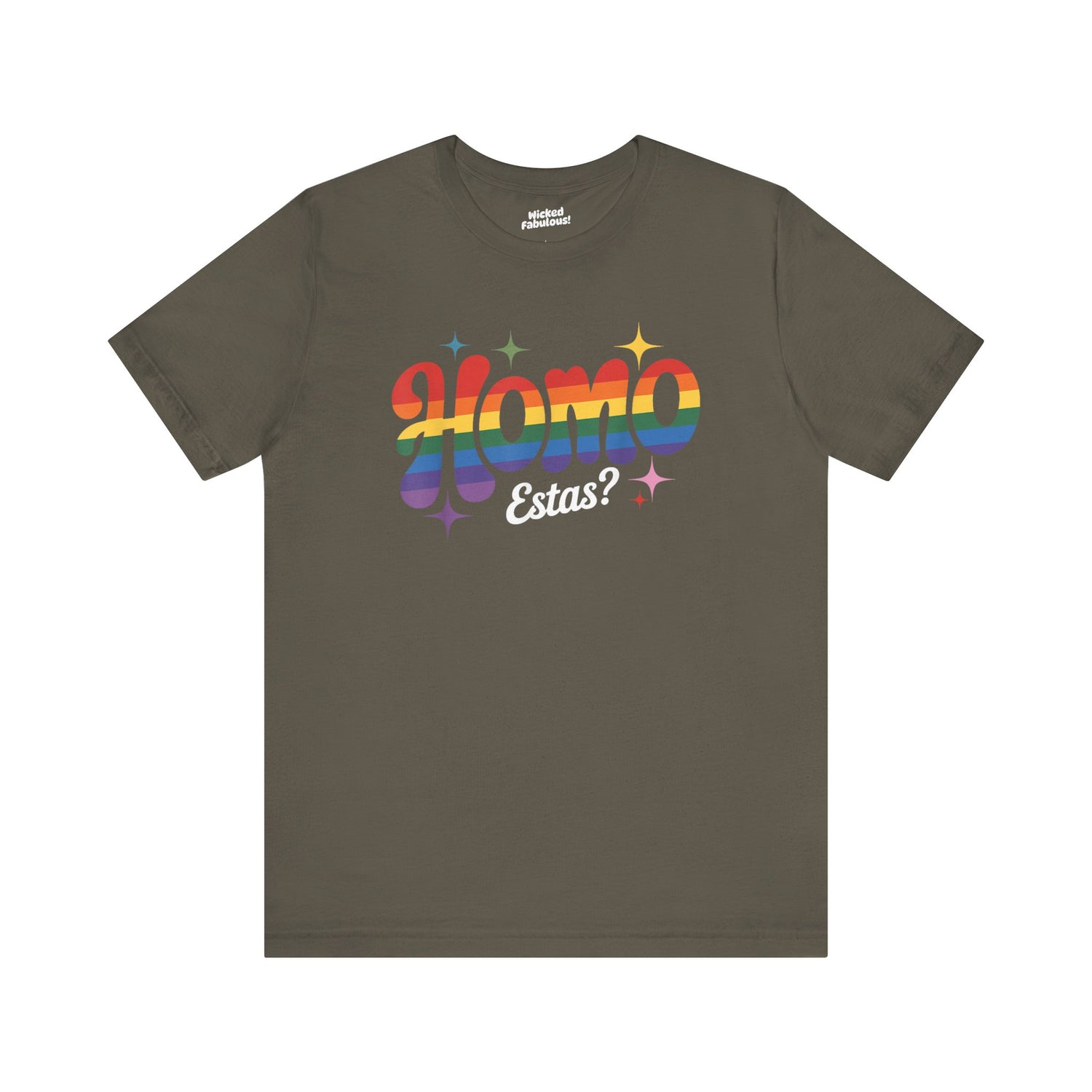 Break the ice with pride and a wink in our “Homo Estas?” T-Shirt!