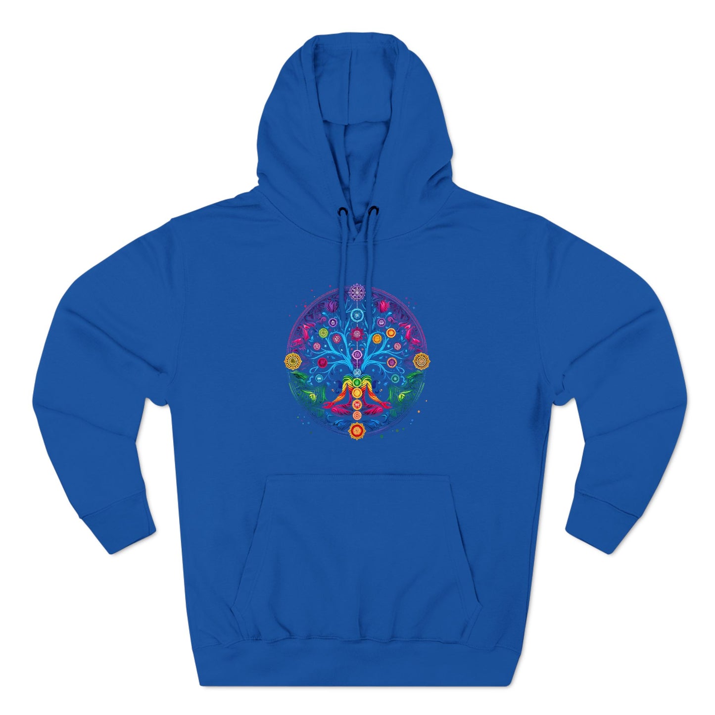 Meditative Tree Mandala Chakra Fleece Hoodie for Mindfulness & Comfort