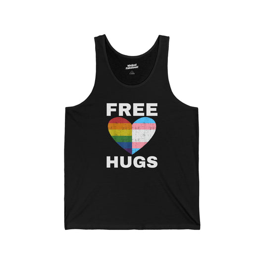 Free Hugs Unisex Jersey Tank - Rainbow Love Tee