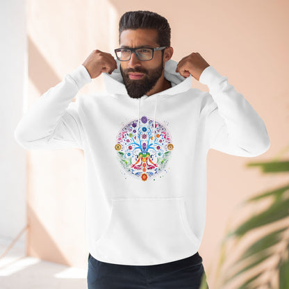 Meditative Tree Mandala Chakra Fleece Hoodie for Mindfulness & Comfort