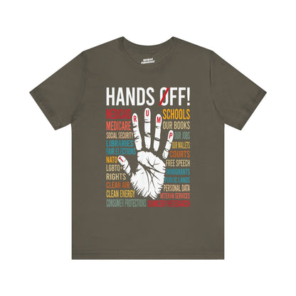 Unisex Jersey Short Sleeve Tee - "Hands Off!" Graphic Tee for Activism and Awareness