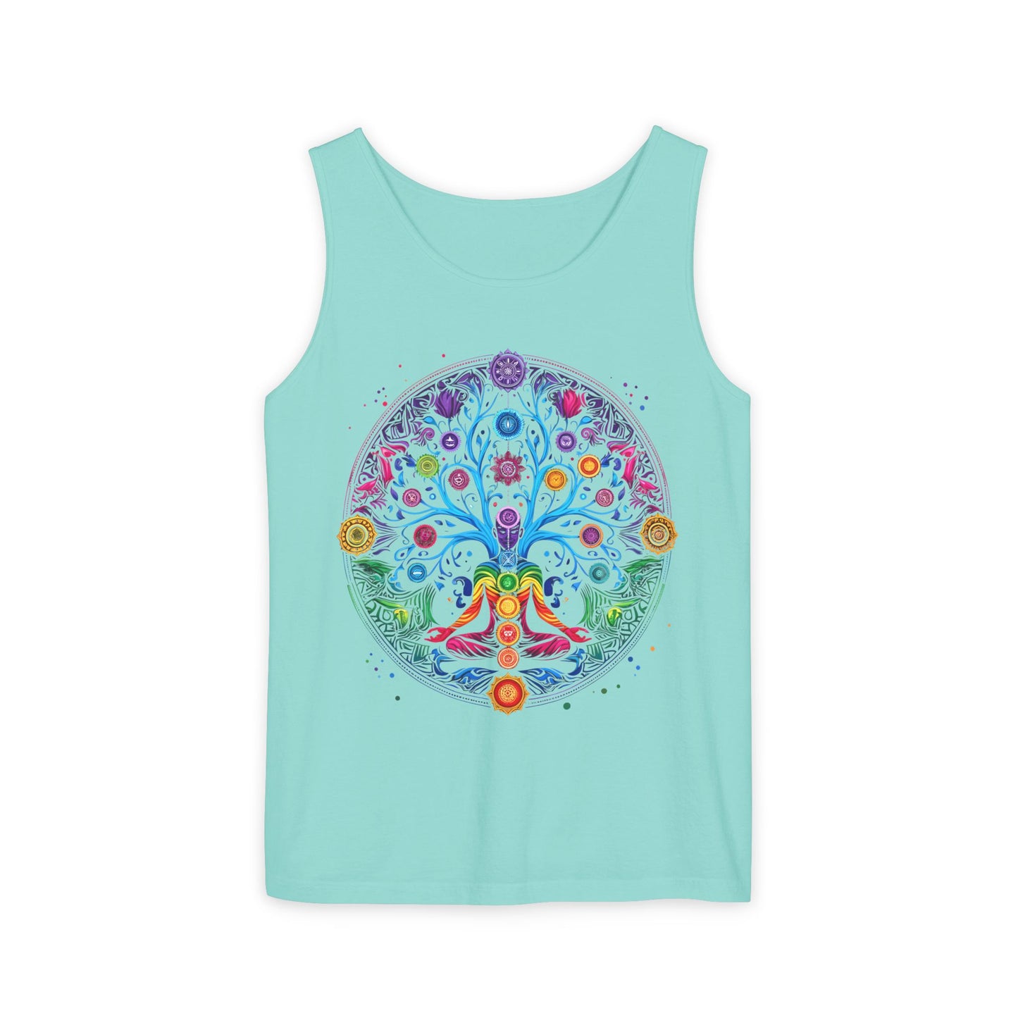 Vibrant Tree of Life Chakra Tank Top - Colorful Spiritual Design