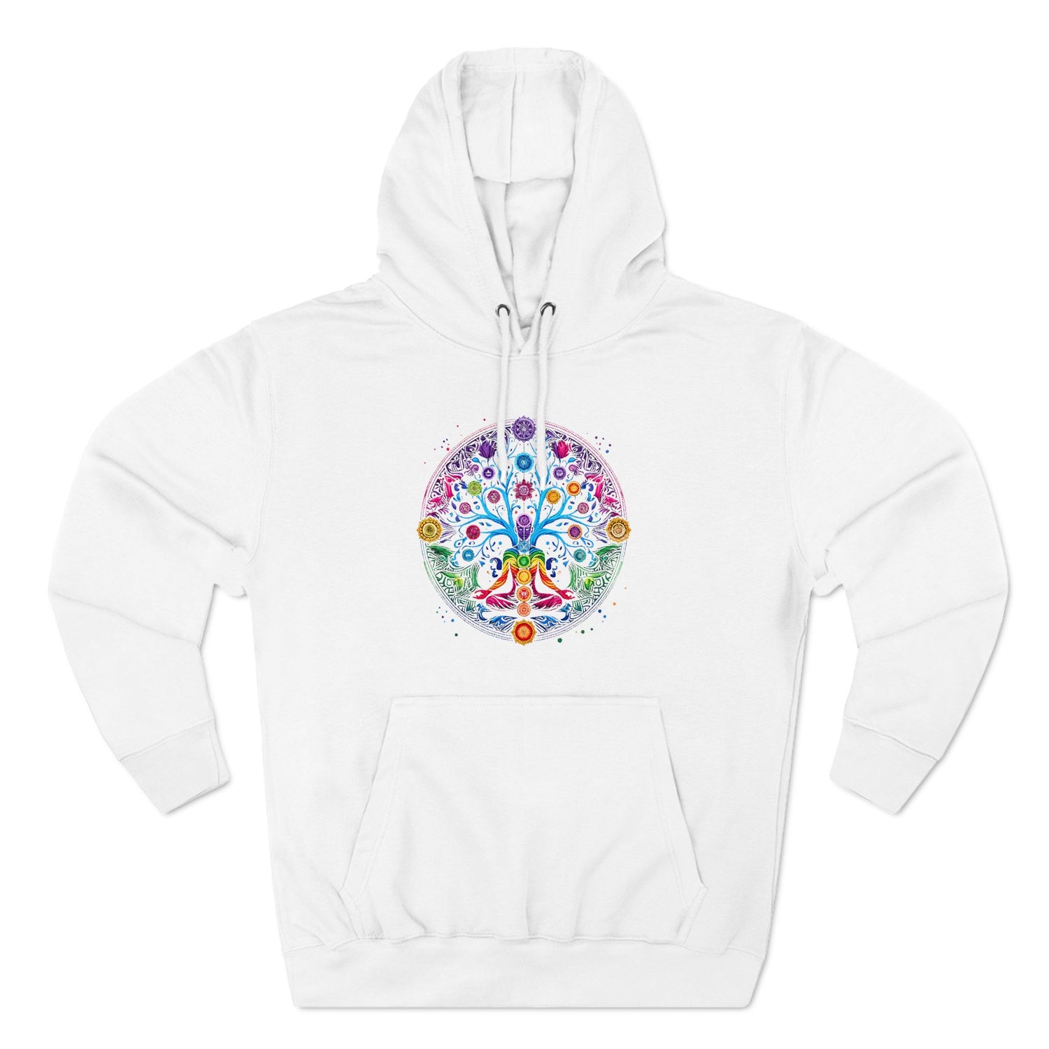 Meditative Tree Mandala Chakra Fleece Hoodie for Mindfulness & Comfort