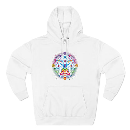 Meditative Tree Mandala Chakra Fleece Hoodie for Mindfulness & Comfort