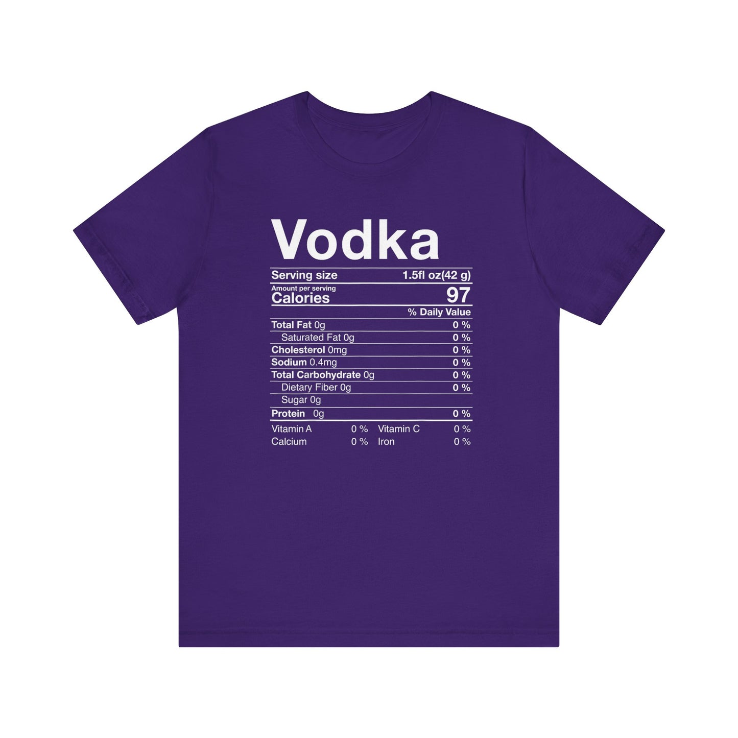 Vodka Nutritional Label