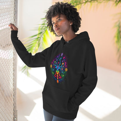 Meditative Tree Mandala Chakra Fleece Hoodie for Mindfulness & Comfort