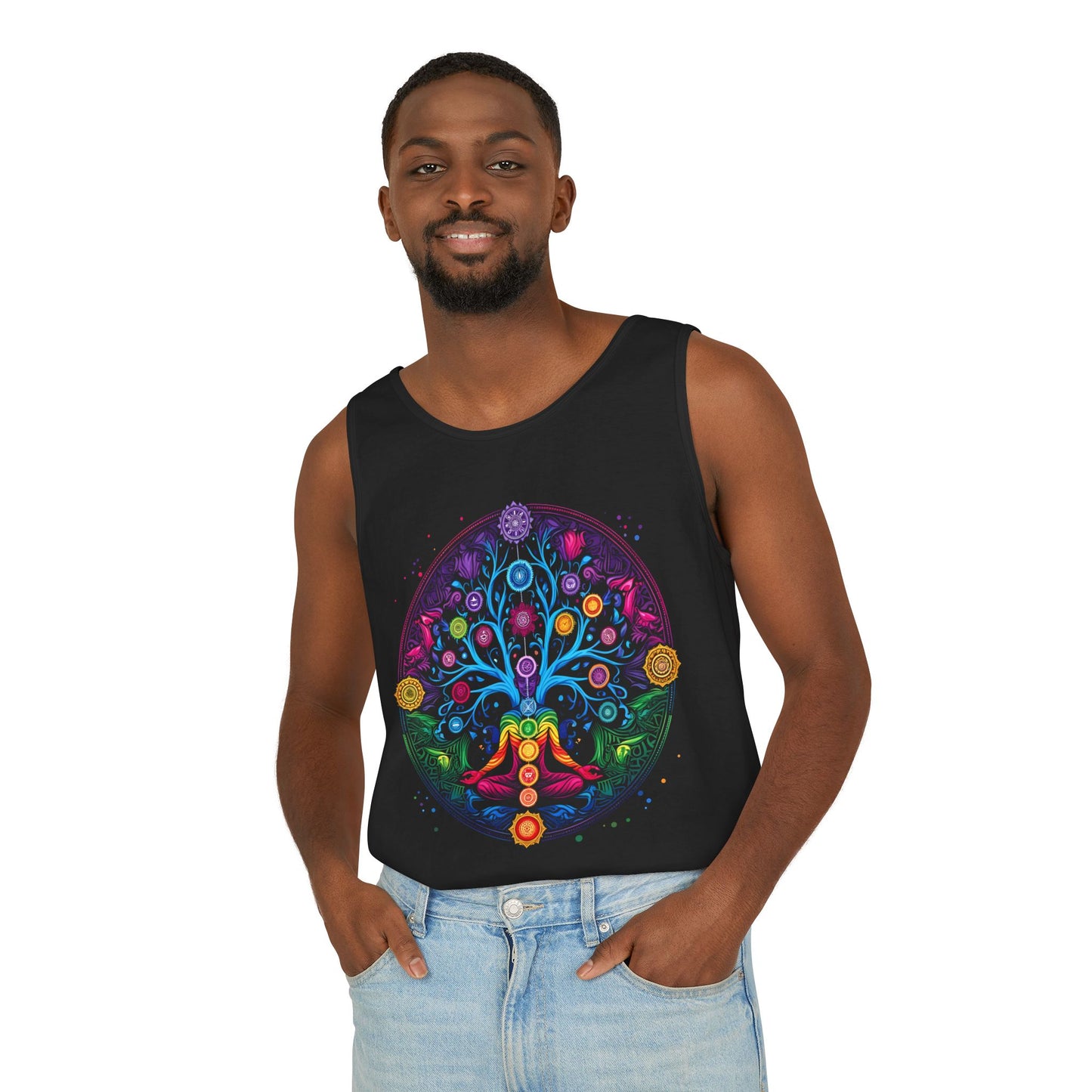 Vibrant Tree of Life Chakra Tank Top - Colorful Spiritual Design