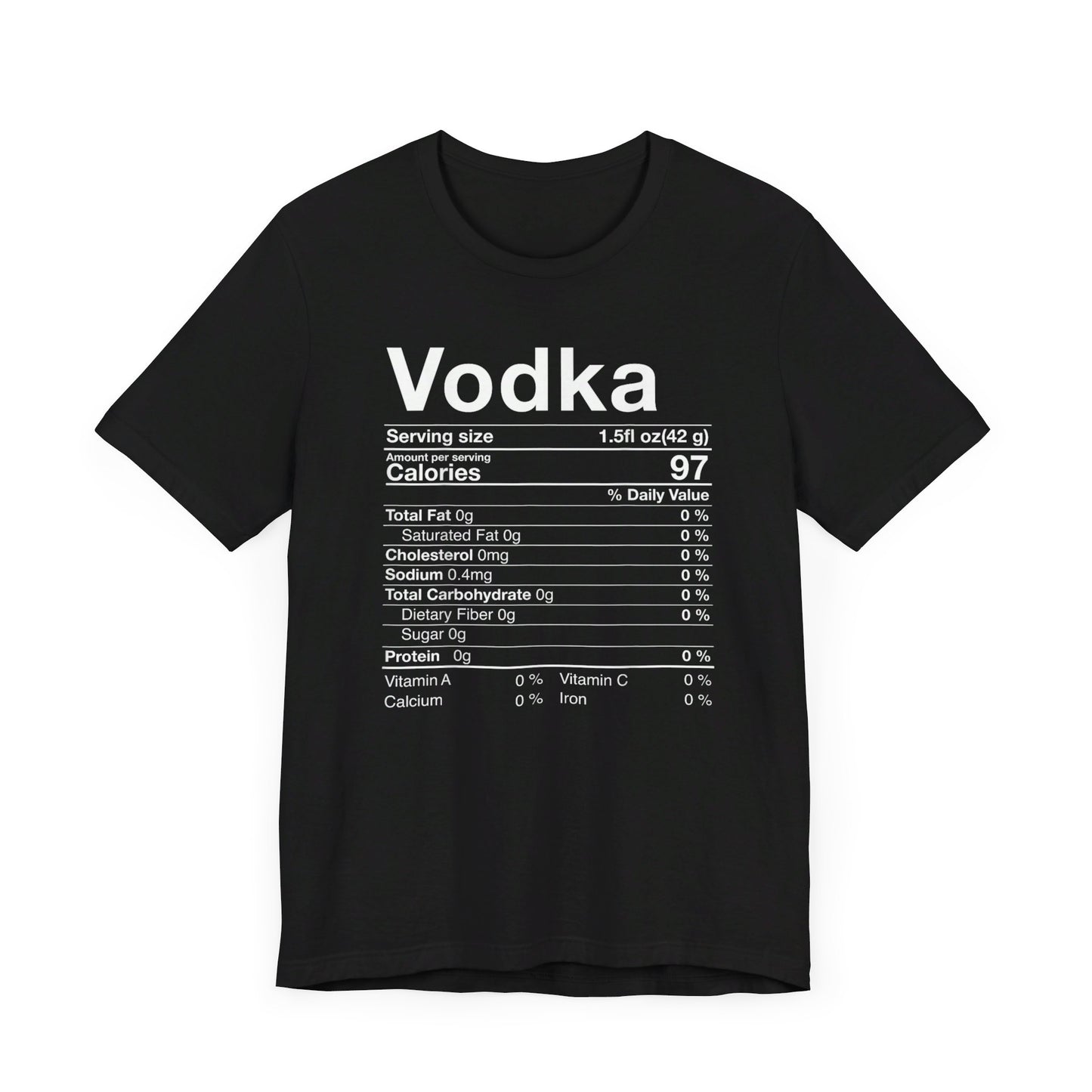 Vodka Nutritional Label