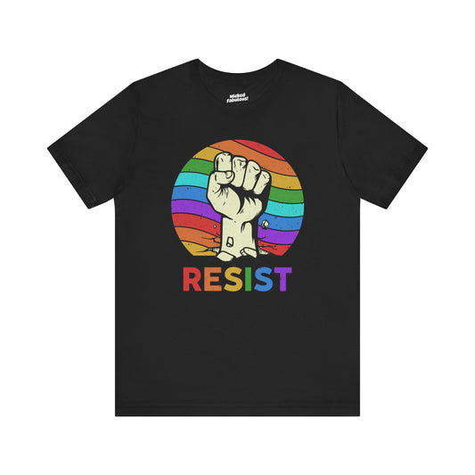 Resist Rainbow Graphic Tee | Unisex Short Sleeve T-Shirt for Activism and Pride
