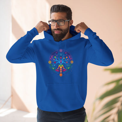 Meditative Tree Mandala Chakra Fleece Hoodie for Mindfulness & Comfort