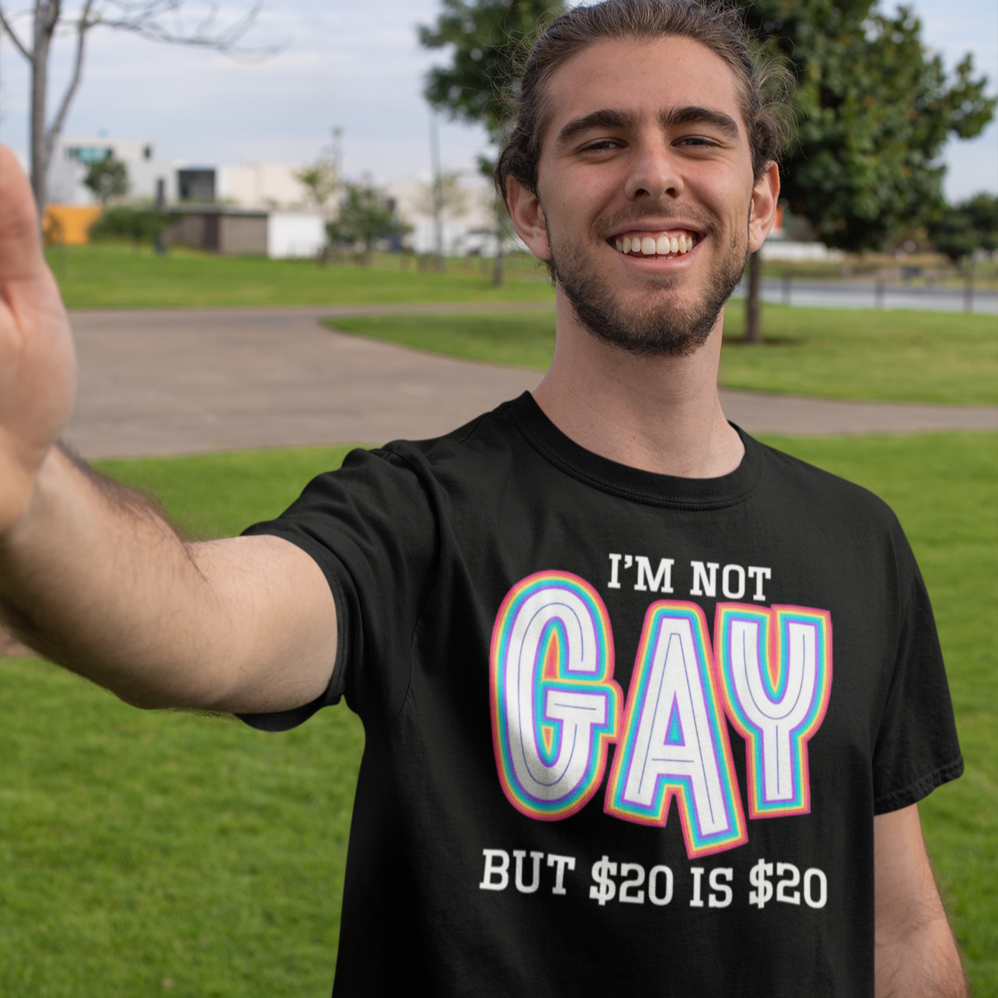 Humorous Unisex Jersey Tee - 'I’m Not Gay But $20 Is $20'