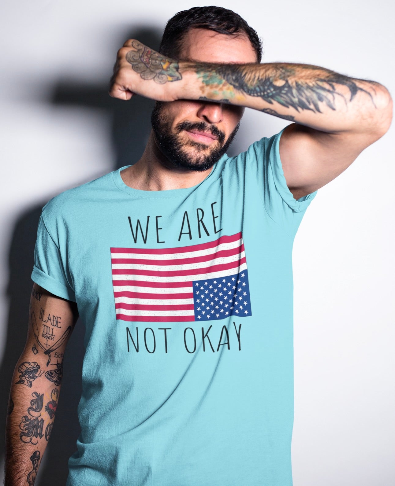 ‘We Are Not Okay’ USA Flag Graphic Short Sleeve Tee Shirt