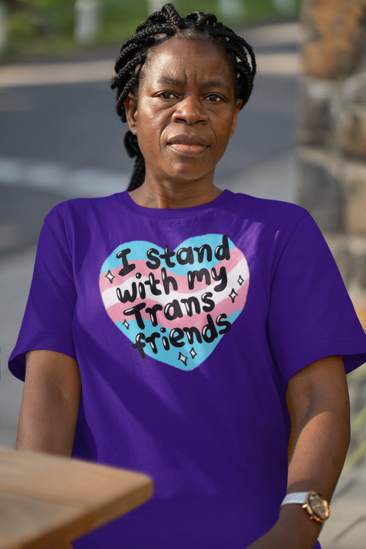 I Stand With My Trans Friends Tee - Unisex Jersey Short Sleeve Shirt