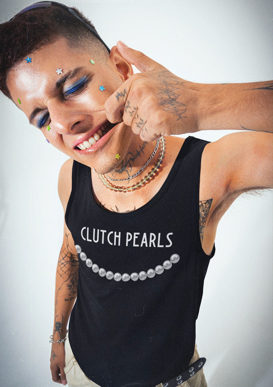 Clutch Pearls Unisex Jersey Tank Top - Stylish Pearl Design for Casual Wear