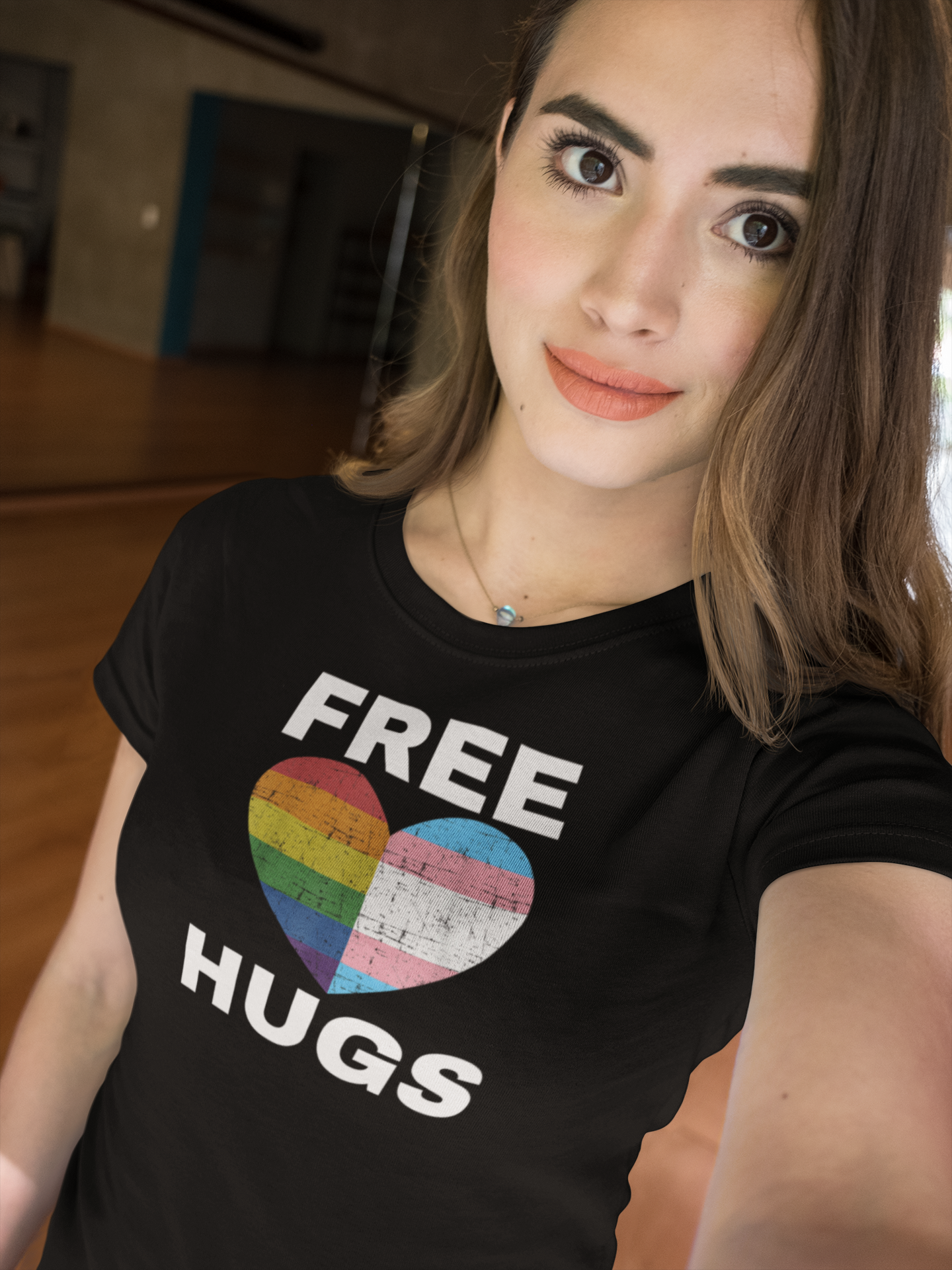 Free Hugs Tee, LGBTQ Pride T-Shirt, Slim Fit