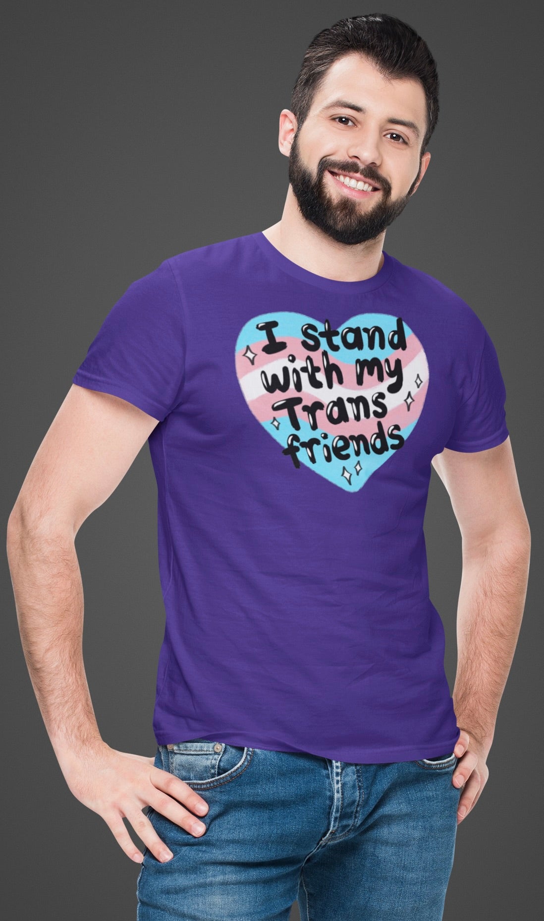 I Stand With My Trans Friends Tee - Unisex Jersey Short Sleeve Shirt