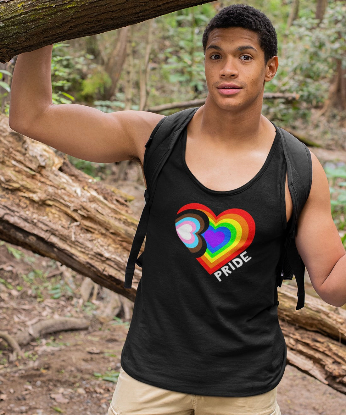 Progress Pride Heart Tank Top – LGBTQ+ Inclusive Love & Equality Muscle Tank (Unisex Fit)