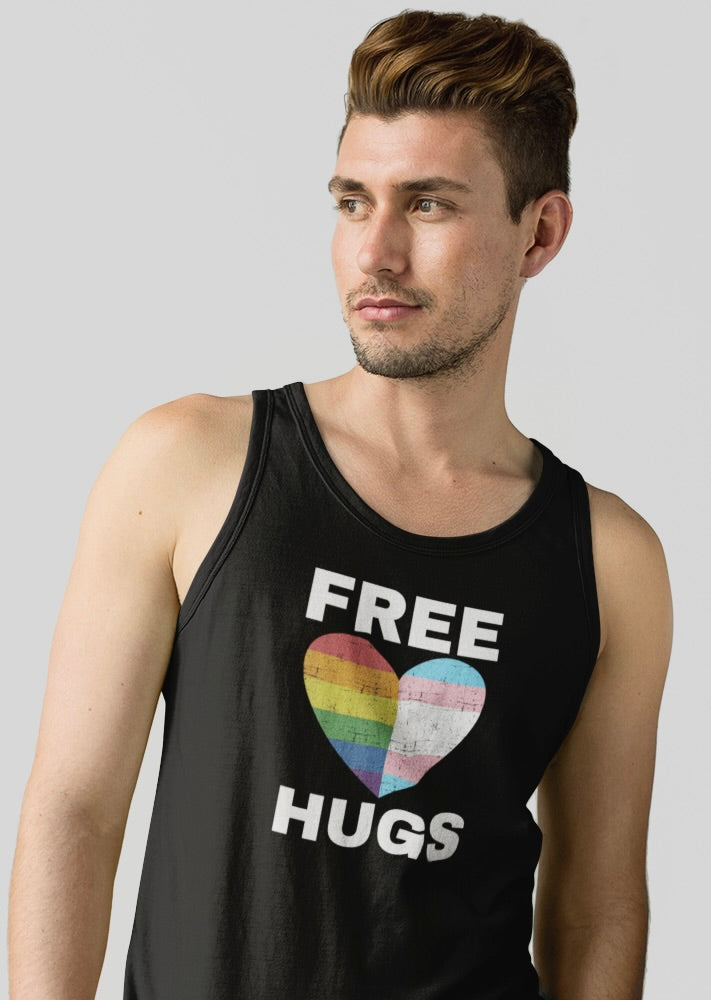 Free Hugs Unisex Jersey Tank - Rainbow Love Tee