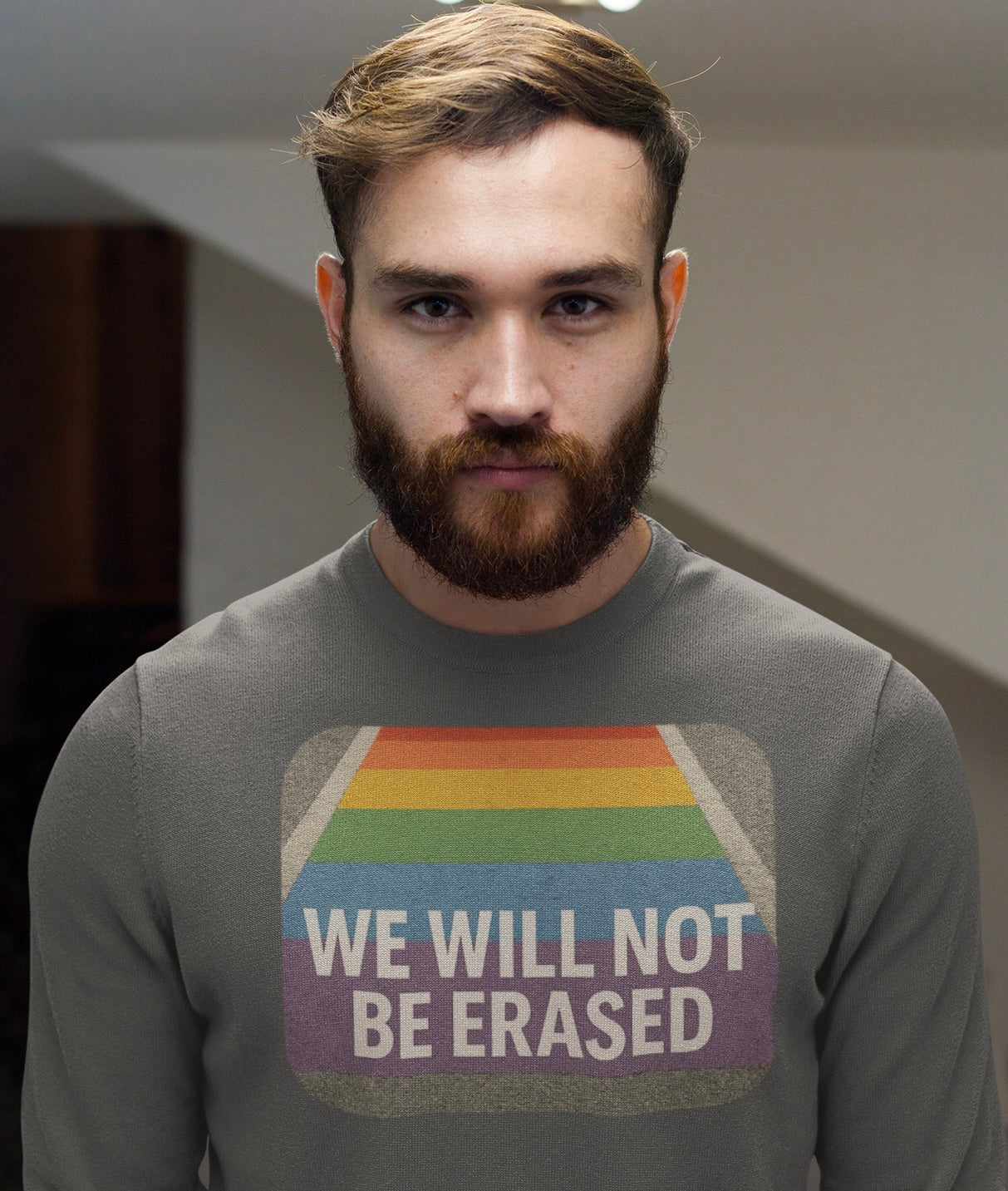 We Will Not Be Erased Crewneck Sweatshirt – LGBTQ+ Pride Statement