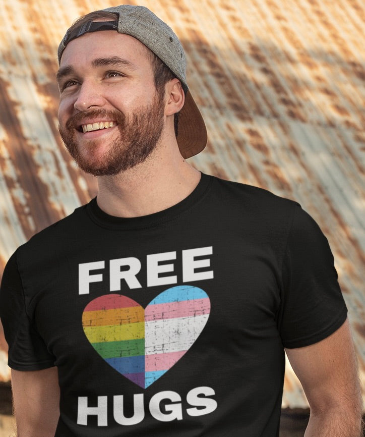 Pride Free Hugs T-Shirt - Unisex Jersey Short Sleeve Tee for LGBTQ+ Support