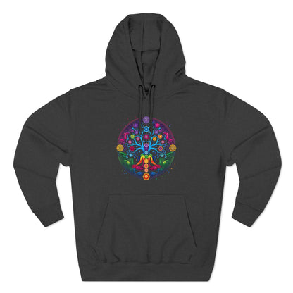 Meditative Tree Mandala Chakra Fleece Hoodie for Mindfulness & Comfort