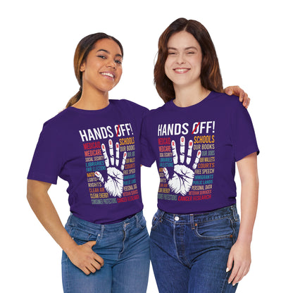 Unisex Jersey Short Sleeve Tee - "Hands Off!" Graphic Tee for Activism and Awareness