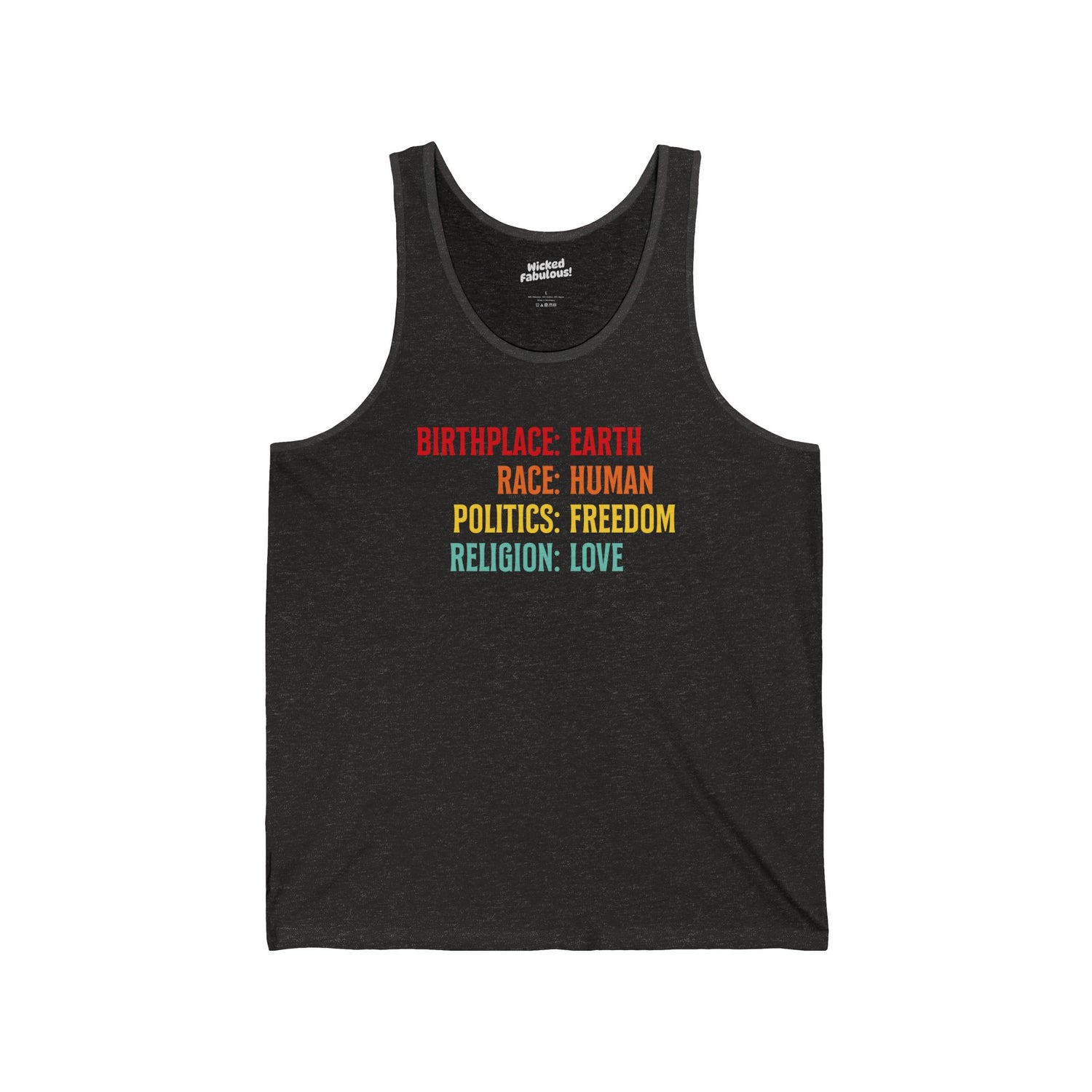Stay cool and conscious in our “Birthplace: Earth” Unisex Tank Top