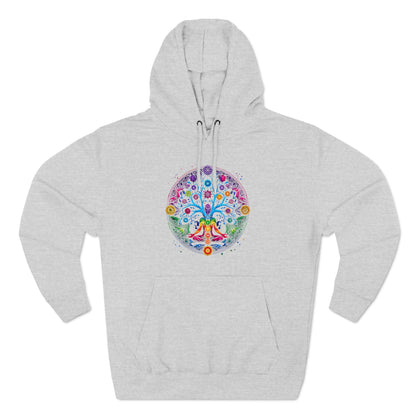 Meditative Tree Mandala Chakra Fleece Hoodie for Mindfulness & Comfort