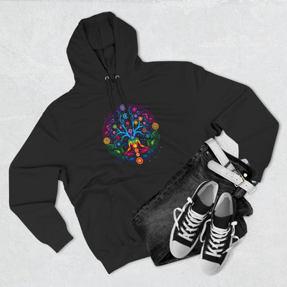 Meditative Tree Mandala Chakra Fleece Hoodie for Mindfulness & Comfort