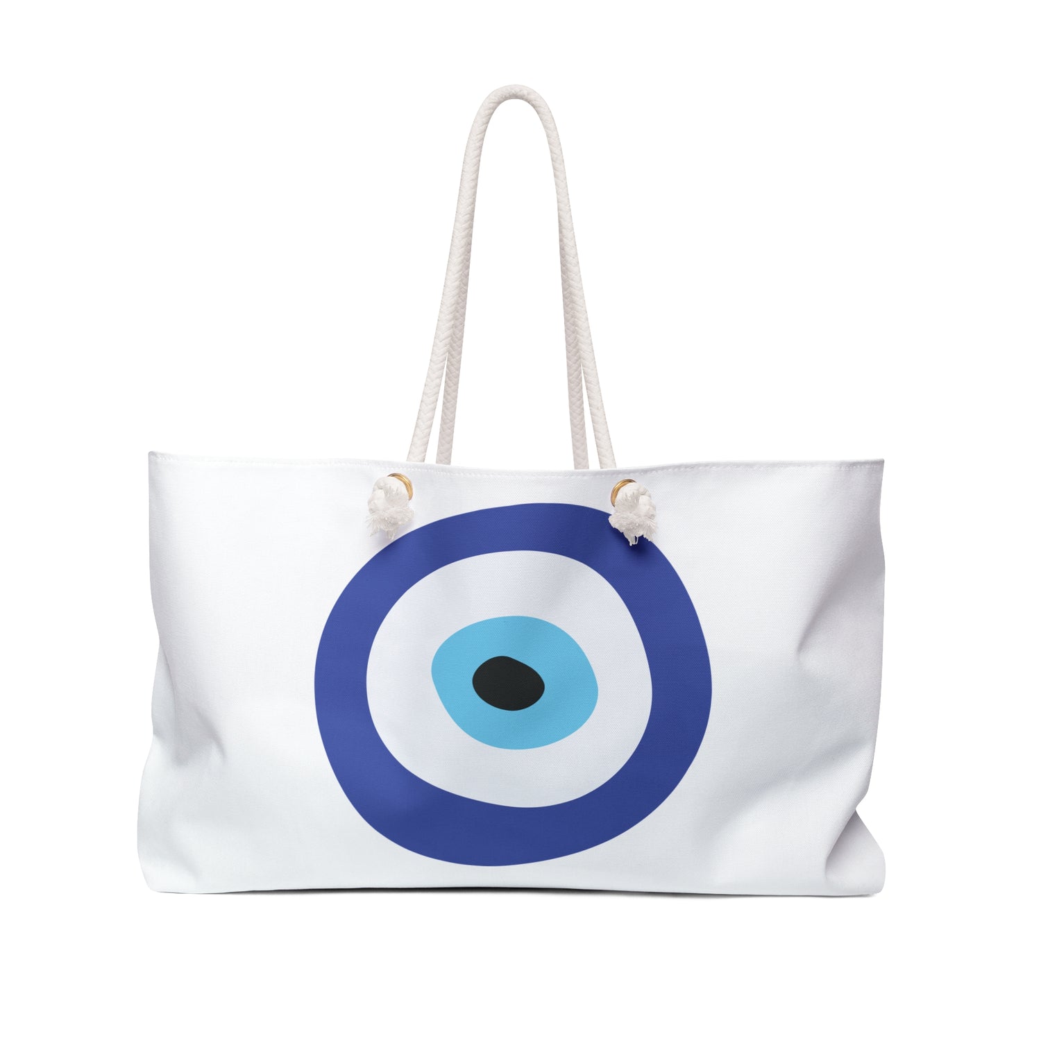 Evil Eye Weekender Tote Bag – Large Protective Travel & Beach Bag with Rope Handles (24” x 13”)