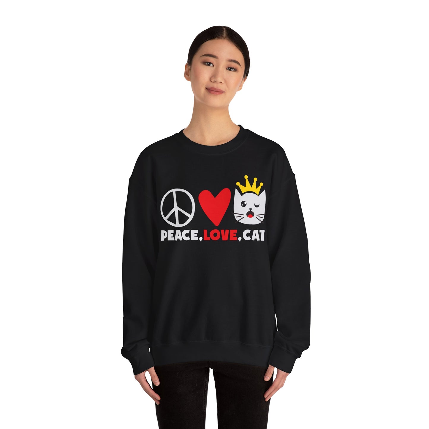 Peace, Love, and Cat Crewneck Sweatshirt