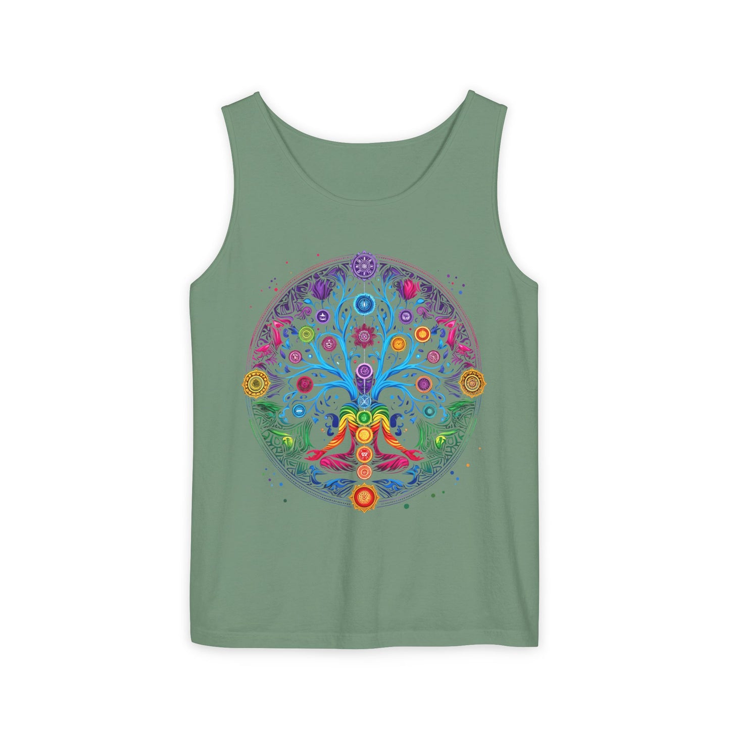 Vibrant Tree of Life Chakra Tank Top - Colorful Spiritual Design