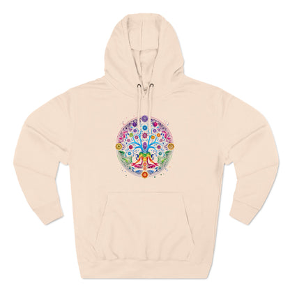 Meditative Tree Mandala Chakra Fleece Hoodie for Mindfulness & Comfort