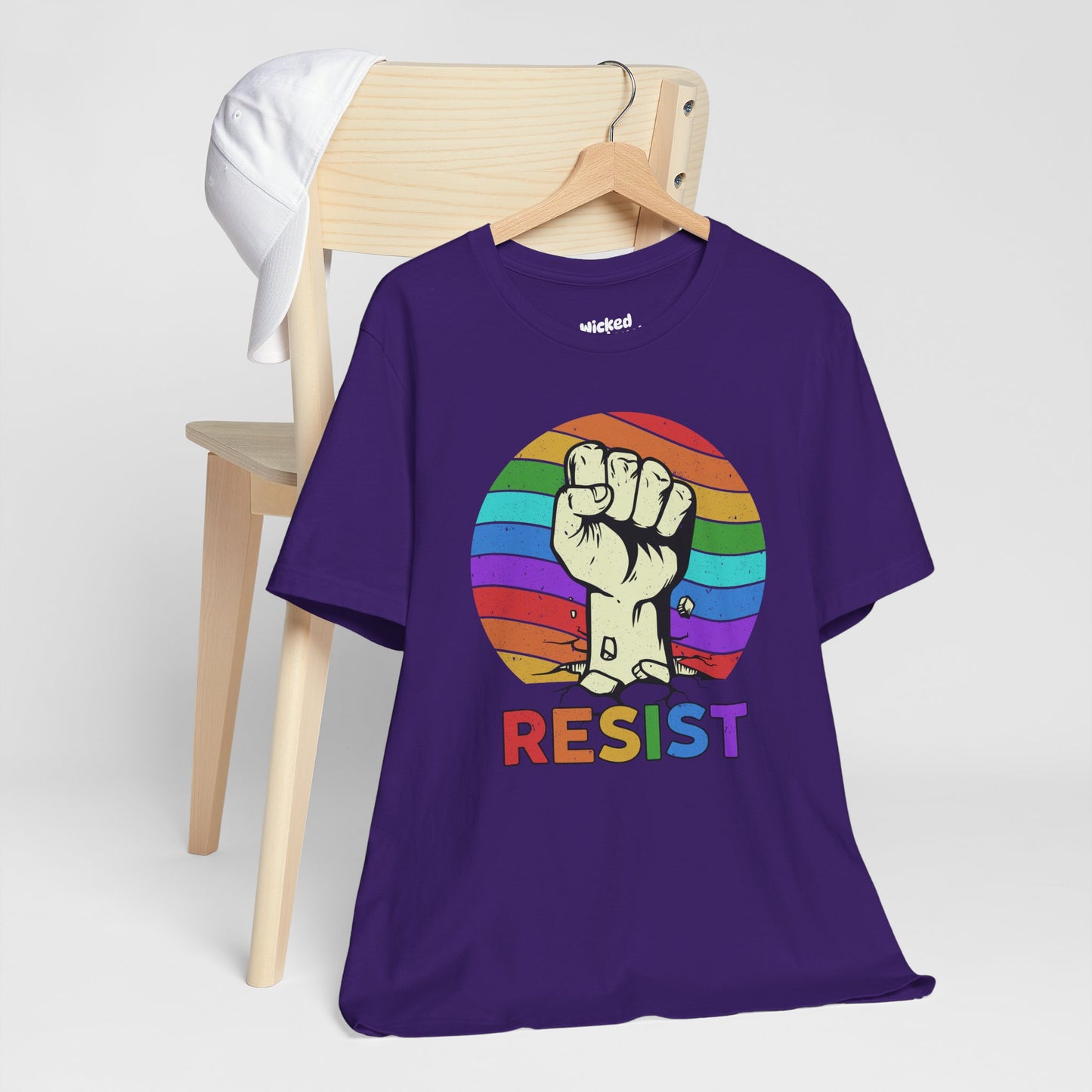Resist Rainbow Graphic Tee | Unisex Short Sleeve T-Shirt for Activism and Pride